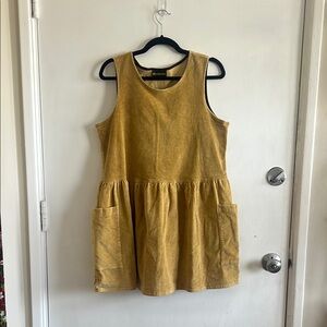 Nooworks Mustard Corduroy Big Pocket Dress